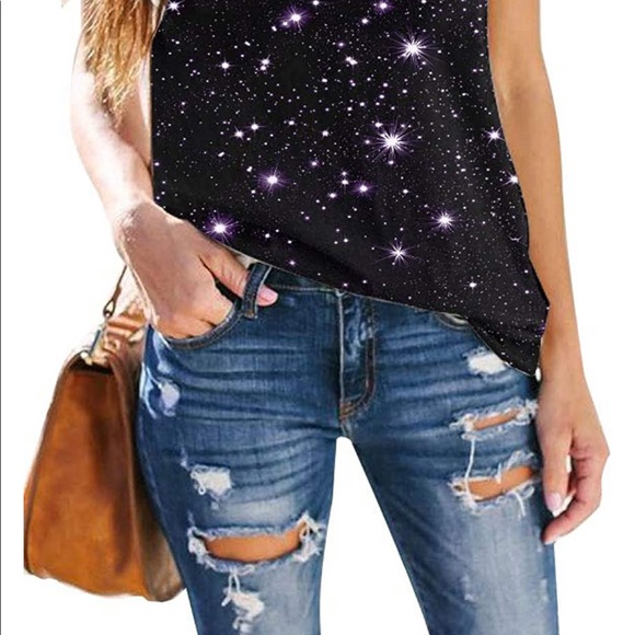 New Starry Black Athletic Yoga Tank - Picture 2 of 2